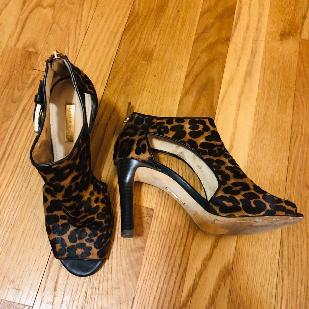 Louise Erdrich Cie Leopard Print Open Toe Bootie - image 3